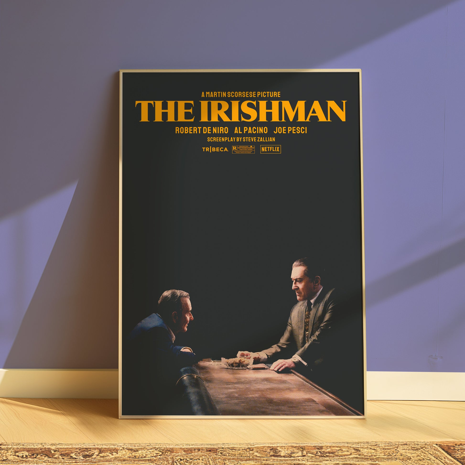 The Irishman Alternative Film Movie Poster Thriller Wall Art. Martin Scorsese movie print.  Wall art for movie lovers Poster Print – Limited Edition Art for Home Decor.  High quality prints for cinephile and movie lovers.  A print of Martin Scorsese's movie The Irishman.