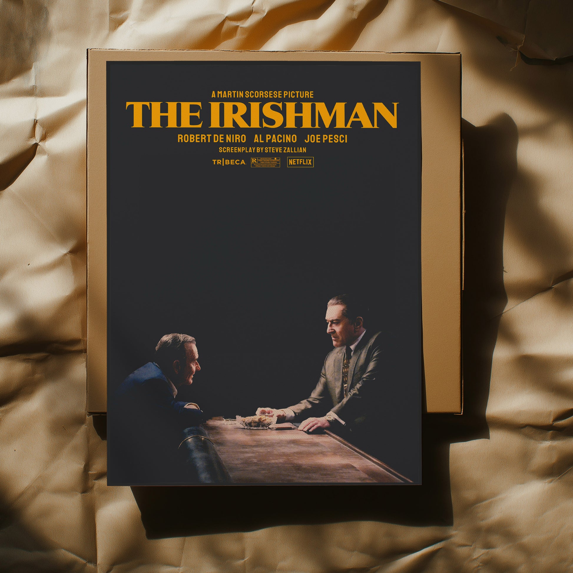 The Irishman Alternative Film Movie Poster Thriller Wall Art. Martin Scorsese movie print.  Wall art for movie lovers Poster Print – Limited Edition Art for Home Decor.  High quality prints for cinephile and movie lovers.  A print of Martin Scorsese's movie The Irishman.