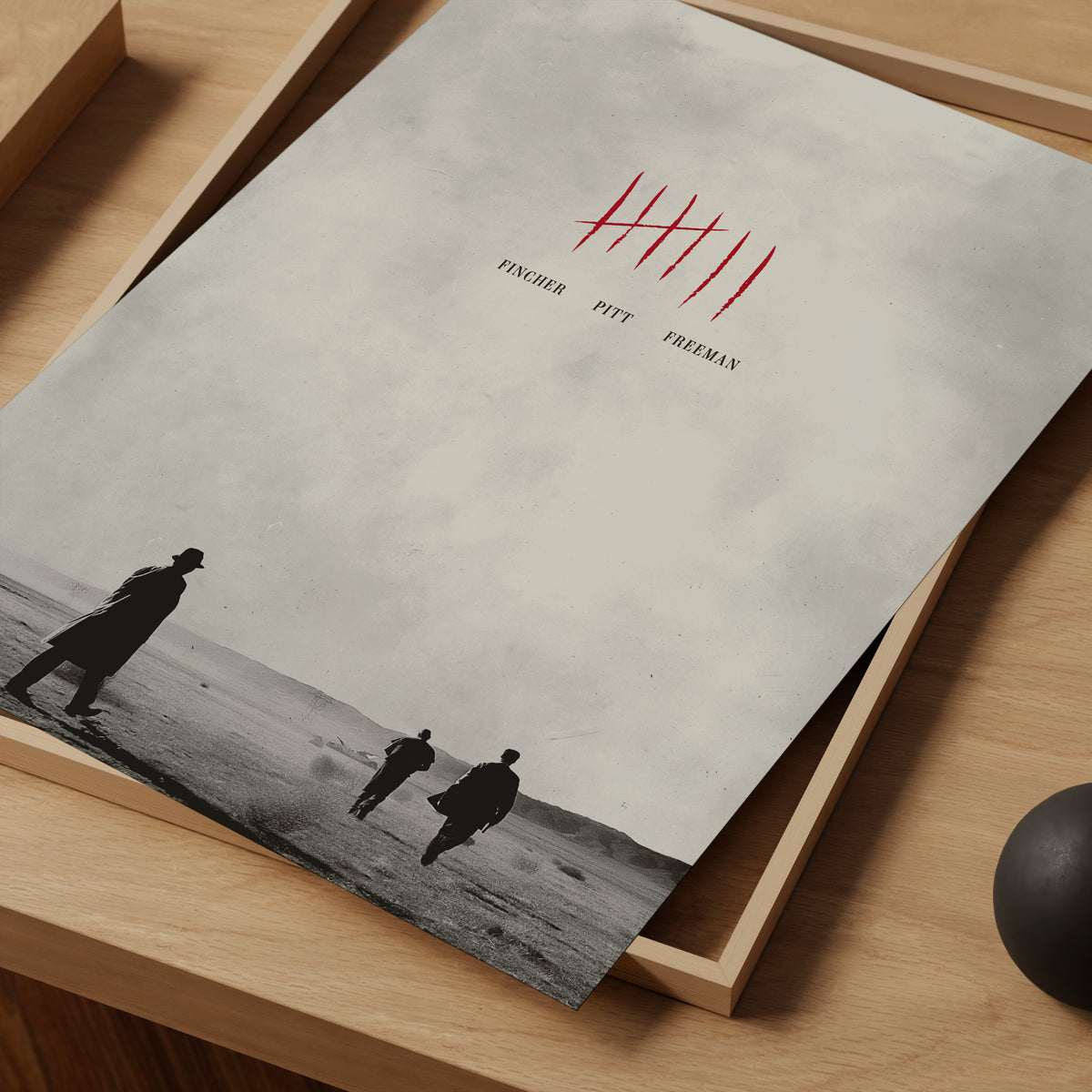 david fincher movie seven movie poster with brad pitt and morgan freeman.  Movie poster collectibles