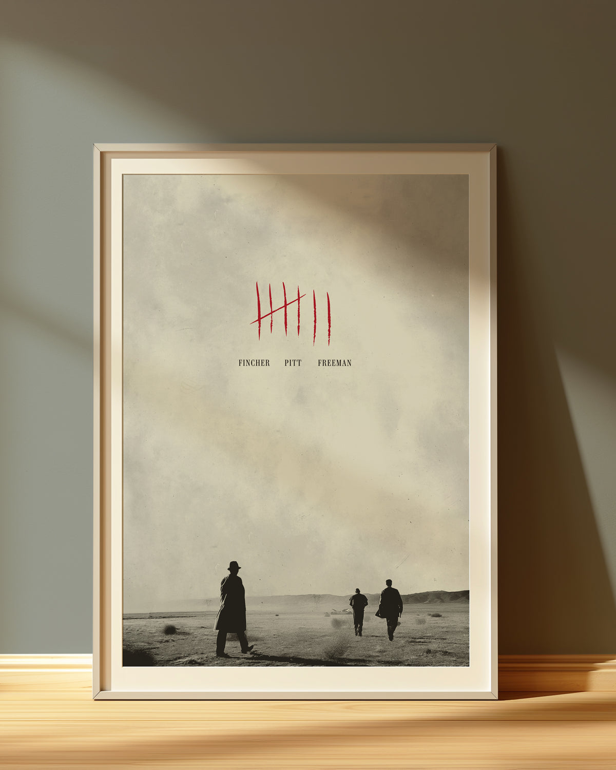 david fincher movie seven movie poster with brad pitt and morgan freeman.  Movie poster collectibles