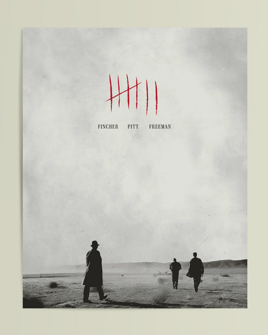 david fincher movie seven movie poster with brad pitt and morgan freeman.  Movie poster collectibles