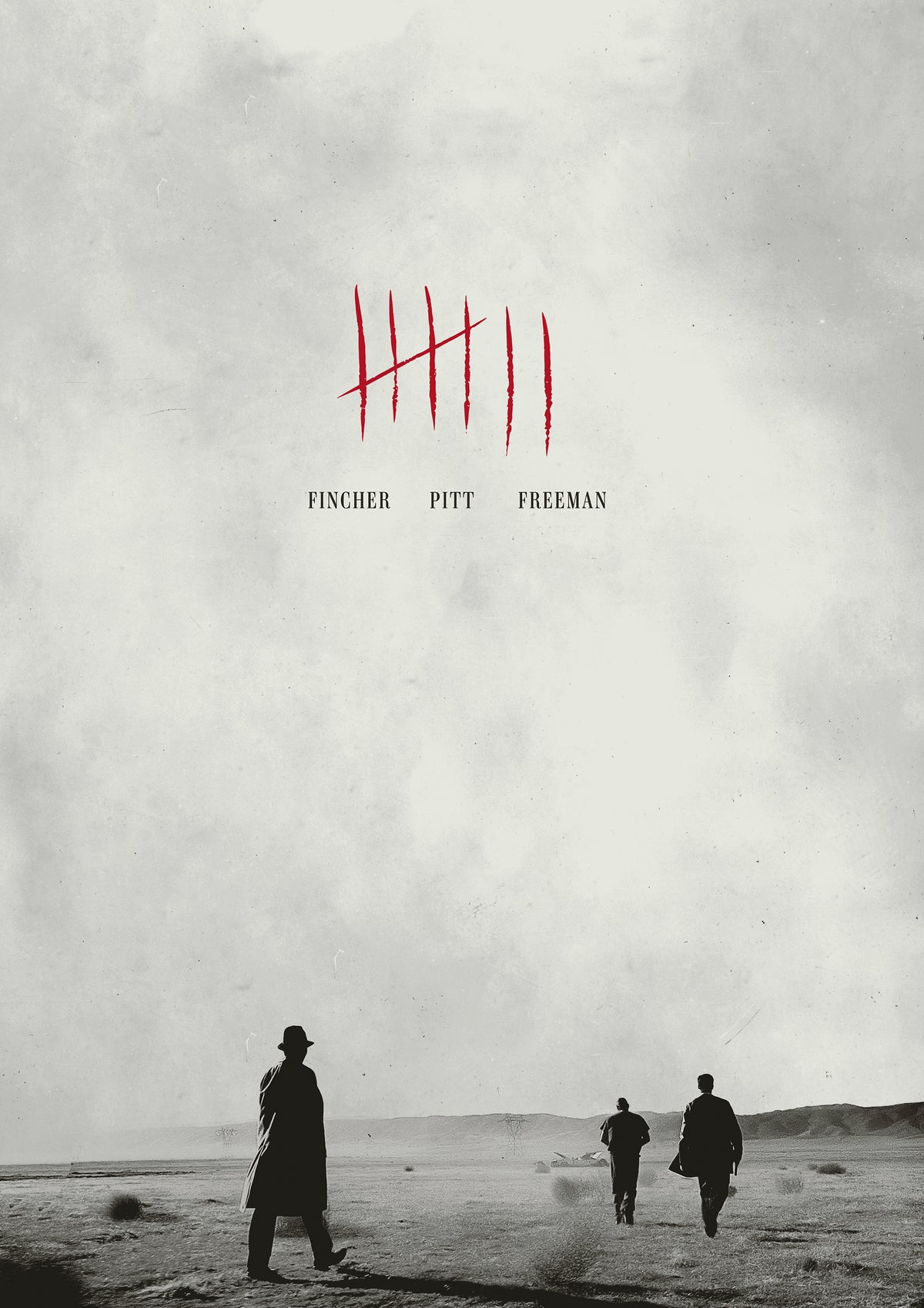 david fincher movie seven movie poster with brad pitt and morgan freeman.  Movie poster collectibles